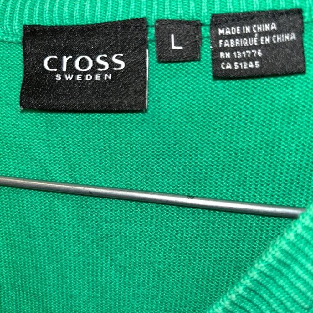 cross sweden kelly green brown deconstructed ARGYLE mens sweater vest L